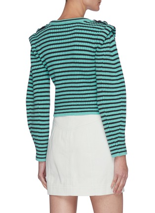 Back View - Click To Enlarge - SELF-PORTRAIT - Melange stripe button shoulder sweater