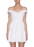 Main View - Click To Enlarge - SELF-PORTRAIT - Off-shoulder Scallop Hem Cotton Tier Mini Dress