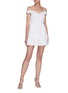 Figure View - Click To Enlarge - SELF-PORTRAIT - Off-shoulder Scallop Hem Cotton Tier Mini Dress