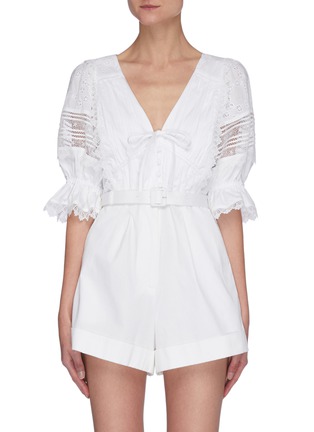 Main View - Click To Enlarge - SELF-PORTRAIT - Puff sleeve V-neck playsuit