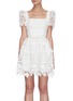 Main View - Click To Enlarge - SELF-PORTRAIT - Square Neck Balloon Sleeve Floral Lace Mini Dress