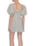 Back View - Click To Enlarge - SELF-PORTRAIT - Square Neck Ruch Bodice Puff Sleeve Check Mini Dress