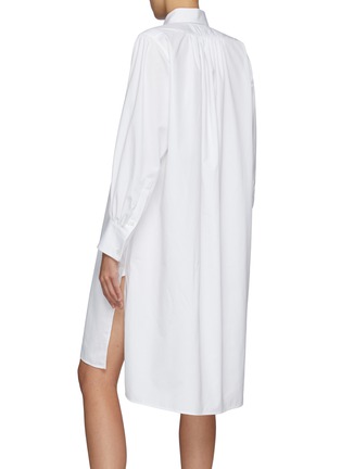 Back View - Click To Enlarge - MAISON MARGIELA - Club Collar Half Placket Cotton Oversized Shirt Dress