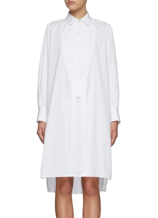 Main View - Click To Enlarge - MAISON MARGIELA - Club Collar Half Placket Cotton Oversized Shirt Dress