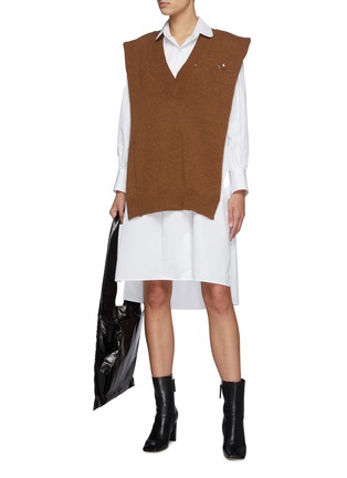 Figure View - Click To Enlarge - MAISON MARGIELA - Club Collar Half Placket Cotton Oversized Shirt Dress