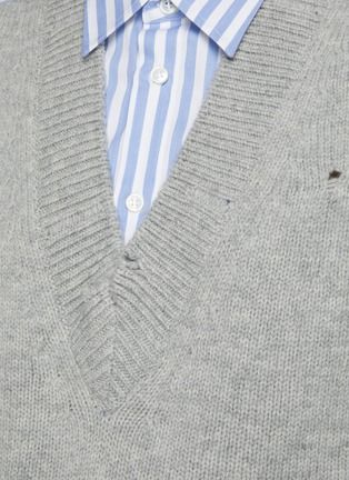  - MAISON MARGIELA - Trompe L'Oeil Thomas Mason Striped Cotton Shirt With Knit Overlays