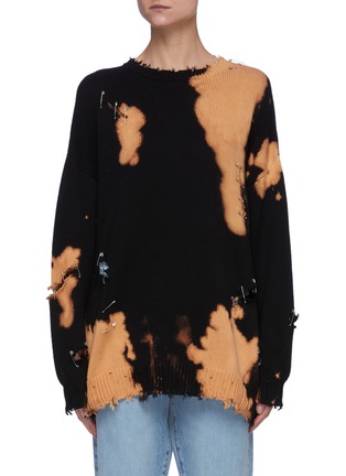 Main View - Click To Enlarge - R13 - Bleached distressed crewneck sweater