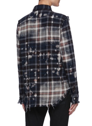 Back View - Click To Enlarge - R13 - Distressed Bleach Cotton Plaid Shirt