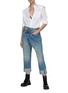 Figure View - Click To Enlarge - R13 - 'Jasper' Crossover Waistband Crop Denim Jeans
