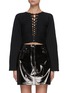 Main View - Click To Enlarge - DION LEE - Braid Front Long Sleeve Crop Top