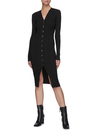 Figure View - Click To Enlarge - DION LEE - V-neck Button Front Cardigan Dress