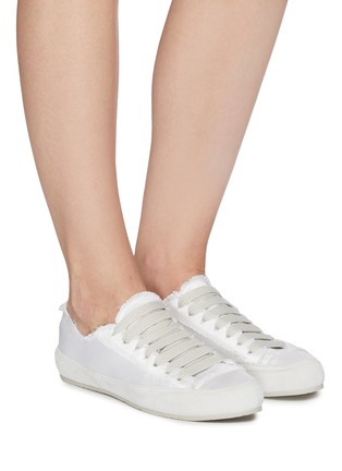 Figure View - Click To Enlarge - PEDRO GARCIA  - 'Parson' Raw Edge Satin Low-top Sneakers