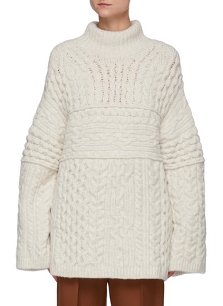 Main View - Click To Enlarge - NANUSHKA - Mixed Cable Knit Panel Turtleneck Sweater