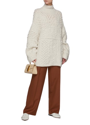 Figure View - Click To Enlarge - NANUSHKA - Mixed Cable Knit Panel Turtleneck Sweater