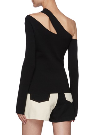 Back View - Click To Enlarge - NANUSHKA - Asymmetric Collar One-shoulder Compact Knit Top
