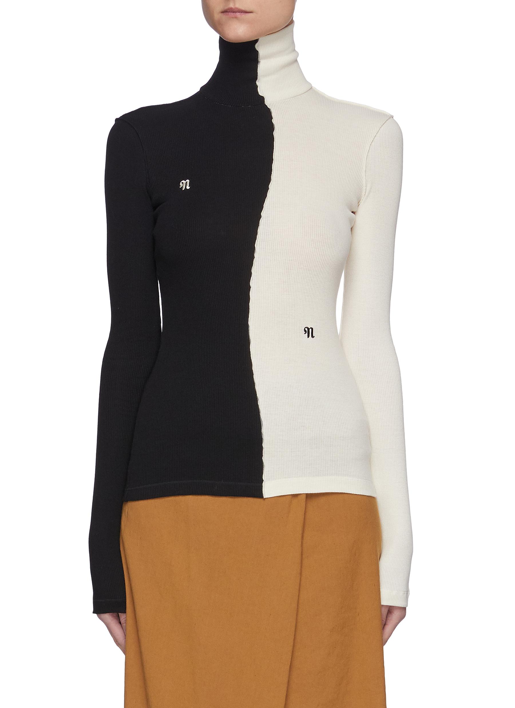 whisper cotton turtleneck in baker stripe