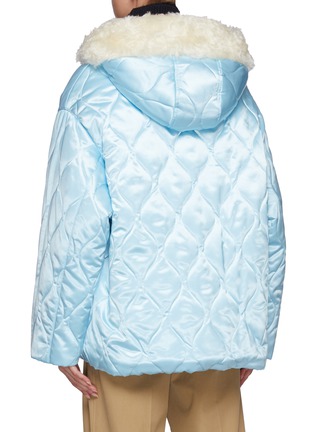 Back View - Click To Enlarge - MIU MIU - Shiny Curve Quilted Zip Hood Puffer Jacket