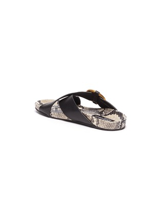  - PEDRO GARCIA  - Antia' Python Embossed Platform Crisscross Leather Sandals