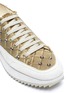 Detail View - Click To Enlarge - PEDRO GARCIA  - Opal' Crystal Embellished Fray Edge Quilted Satin Platform Sneakers