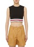 Main View - Click To Enlarge - MIU MIU - SLEEVELESS CROPPED LOGO TANK TOP