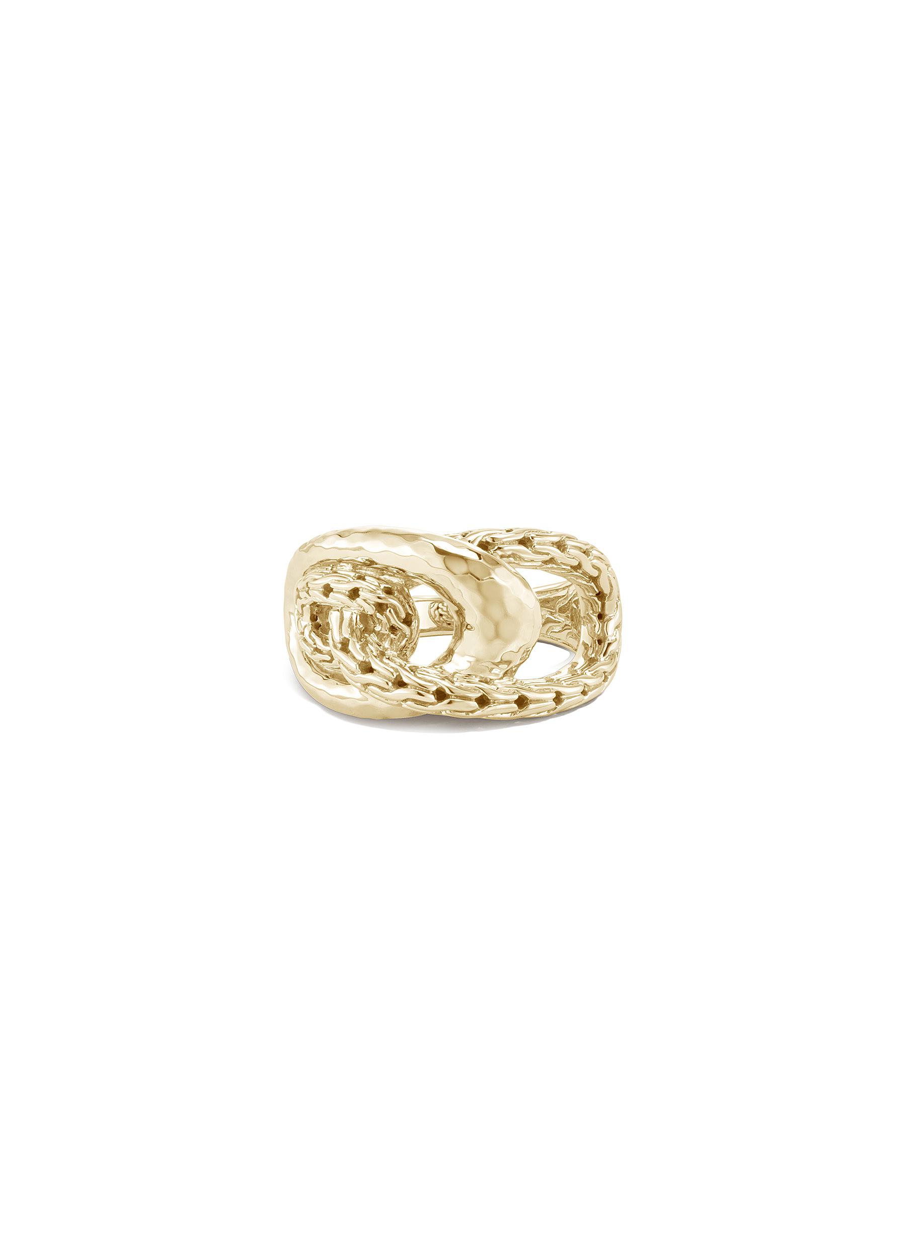 JOHN HARDY Classic Chain' Palu Hammered 18K Gold Ring Sculptural Link Ring