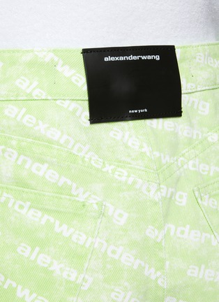 - ALEXANDER WANG - All-over Logo Print Fray Edge Denim Shorts