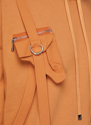  - PRIVATE POLICY - Gun Pouch Flap Pocket Harness Detail Overlay Cotton Hoodie