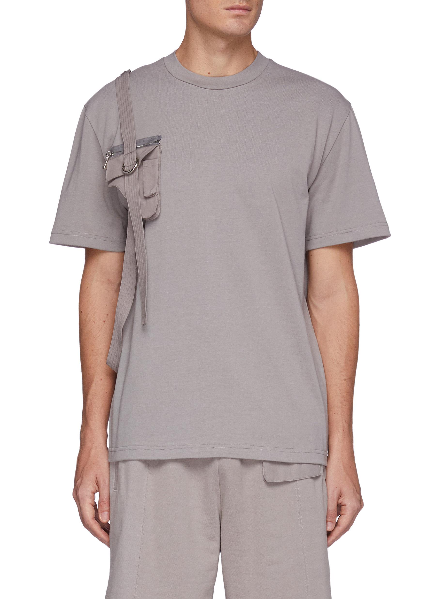 Gun Pouch Flap Pocket Harness Detail Overlay Cotton T-shirt