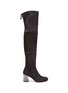 Main View - Click To Enlarge - STUART WEITZMAN - Loulou' Translucent Block Heel Suede Thigh-high Boots