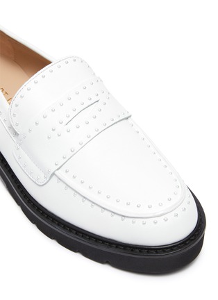 Detail View - Click To Enlarge - STUART WEITZMAN - Parker Lift' Pearl Embellished Leather Loafers