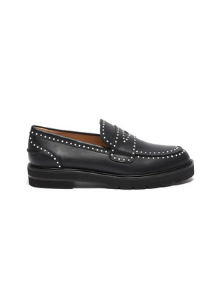 Main View - Click To Enlarge - STUART WEITZMAN - Parker Lift' Pearl Embellished Leather Loafers