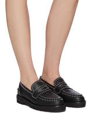 Figure View - Click To Enlarge - STUART WEITZMAN - Parker Lift' Pearl Embellished Leather Loafers