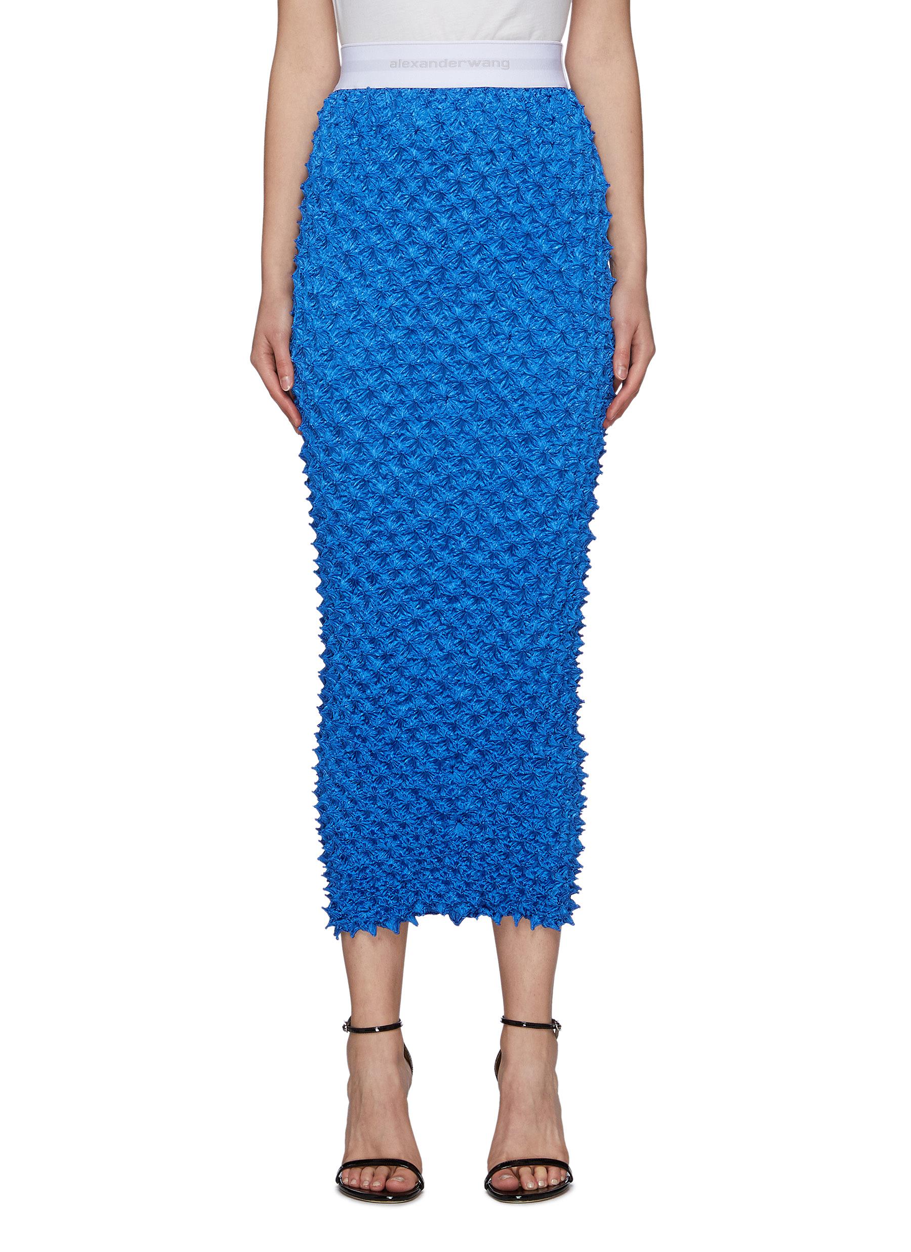 Alexander Wang Shibori Satin Midi Skirt In Blue | ModeSens