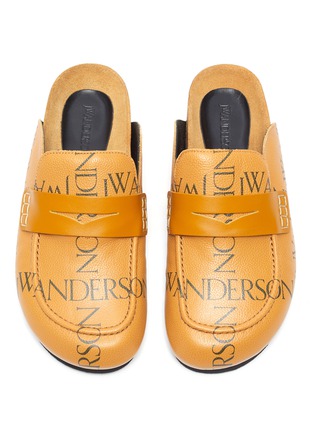 Detail View - Click To Enlarge - JW ANDERSON - Printed Logo Calf Leather Slip On Loafers