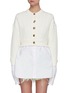 Main View - Click To Enlarge - T BY ALEXANDER WANG - Bi-Layer Off Shoulder Oxford Shirting Insert Cardigan