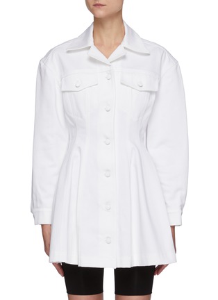 Main View - Click To Enlarge - T BY ALEXANDER WANG - Fit and Flare White Denim Jacket Dress