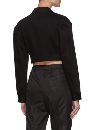 Back View - Click To Enlarge - T BY ALEXANDER WANG - Black Denim Drop Shoulder Cropped Blazer