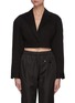 Main View - Click To Enlarge - T BY ALEXANDER WANG - Black Denim Drop Shoulder Cropped Blazer