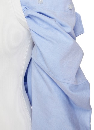 Detail View - Click To Enlarge - T BY ALEXANDER WANG - Bi-Layer Off Shoulder Oxford Shirting Insert Ribbed Tank Dress