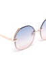 Detail View - Click To Enlarge - FOR ART'S SAKE - 'Dazzle' Stone and Faux Pearl Embellished Round Metal Frame Sunglasses