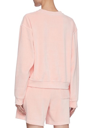 Back View - Click To Enlarge - T BY ALEXANDER WANG - Rhinestone Embellished Logo Cotton Blend Sweatshirt