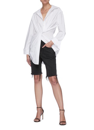 Figure View - Click To Enlarge - T BY ALEXANDER WANG - Knot Detail Cotton Shirt