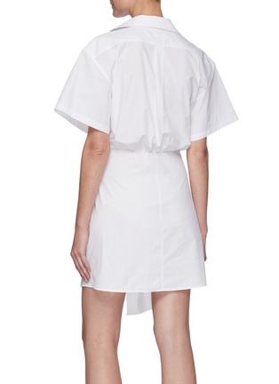 Back View - Click To Enlarge - T BY ALEXANDER WANG - Front Twist Detail Cotton Shirt Dress