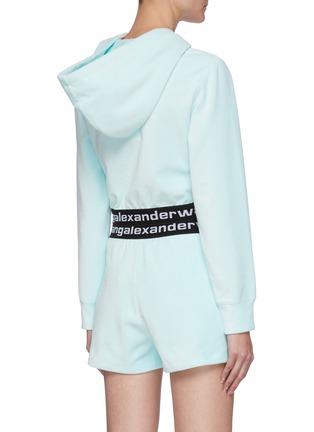 Back View - Click To Enlarge - T BY ALEXANDER WANG - Logo Jacquard Waistband Corduroy Hoodie