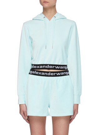 Main View - Click To Enlarge - T BY ALEXANDER WANG - Logo Jacquard Waistband Corduroy Hoodie