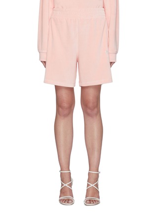 Main View - Click To Enlarge - T BY ALEXANDER WANG - Rhinestone Embellished Logo Cotton Blend Shorts
