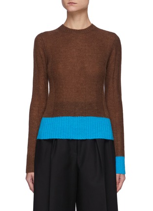 Main View - Click To Enlarge - VICTORIA BECKHAM - Wide Ribbed Contrasting Trim Alpaca Wool Blend Knit Sweater
