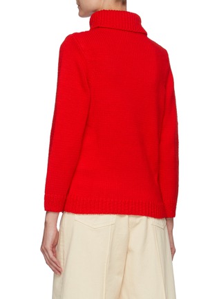 Back View - Click To Enlarge - VICTORIA BECKHAM - Slim Fit Wool Cable Knit Polo Neck Jumper