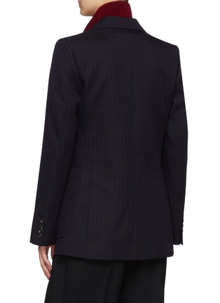 Back View - Click To Enlarge - VICTORIA BECKHAM - Pinstriped Fitted Single Breasted Virgin Wool Blazer