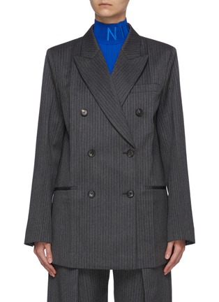 Main View - Click To Enlarge - VICTORIA BECKHAM - Double-breast Oversized Pinstripe Wool Blazer